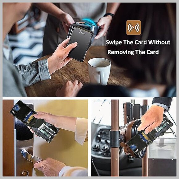 Wallet for Men - with Money Clip Slim Leather Slots , Dark Olive Green - Picture 4 of 6